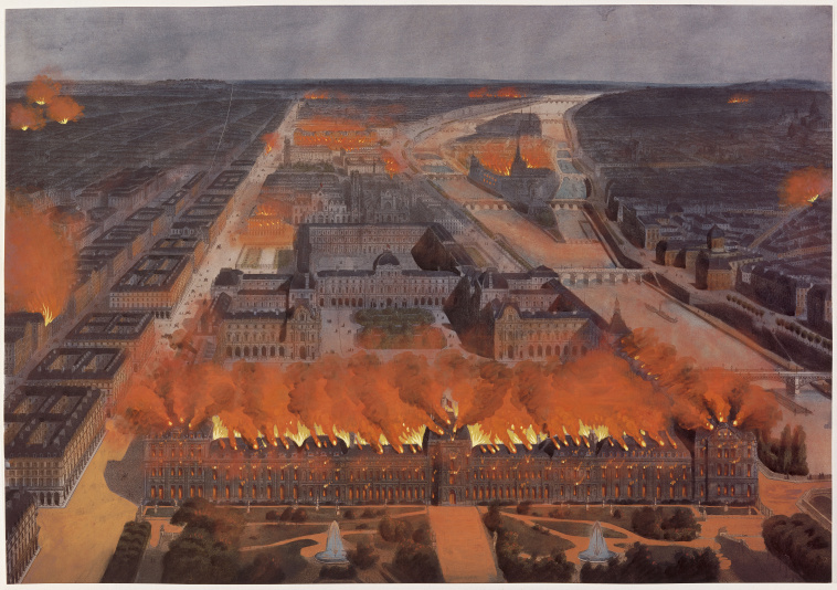 Le #23mai 1871, il y a exactement #150ans, les Communards incendient l'Hôtel de Ville et la totalité des Archives de Paris, mais aussi les Tuileries puis le Palais de justice.
'Paris sera à nous ou n'existera plus', avait dit Louise Michel quelques jours avant...
#CommuneDeParis