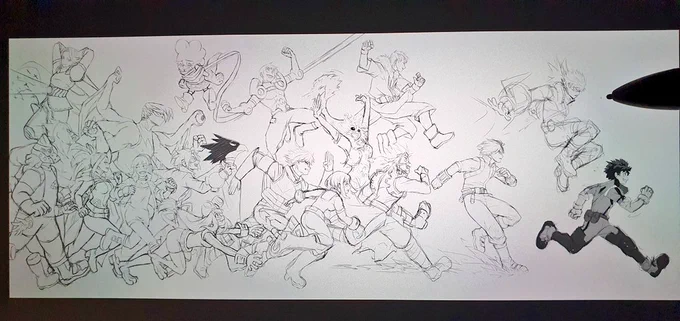 All A-1students are done at last 😭 now let's clean some lines and add the colors!! 😁 let's do it! PLUS ULTRA! 💪 #sketch #WIP 