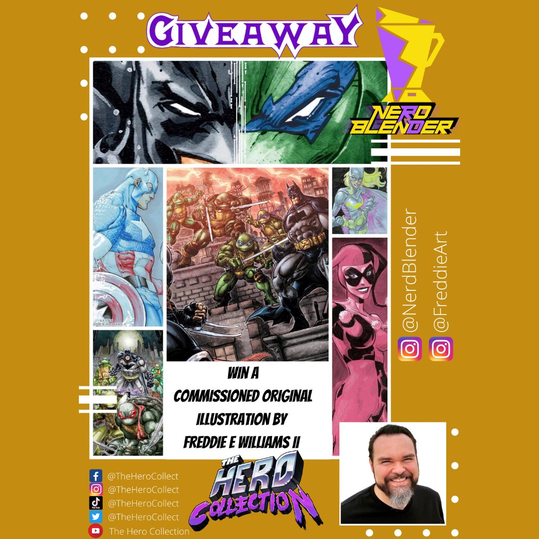 TheHeroCollect's tweet image. So proud to announce our incredible @freddieart #giveaway in conjunction with @Nerdblender 

For your chance to win, head on over to Insta and follow the simple rules laid out in the graphics below! 

#FreddieEWilliamsII #NerdBlender #TheHeroCollection #TeamTHC
