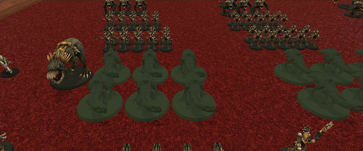trethalis's tweet photo. No #TabletopSimulator assets for #knarlocriders was really sad. Just tweaked some awesome assets by FelixTheCrazy and plugged those in so i now have something better than upscaled #kroot hounds to represent them! XD
#kroot #krootvasion #krootmercenaries #warmongers #tau #40k https://t.co/yFrG8YAmkY