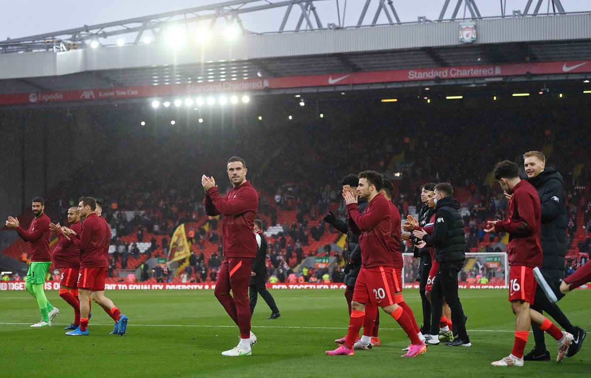 JHenderson's tweet photo. Not the season we hoped for but we’ve finished on a strong note, qualified for next season’s Champions League and shown the togetherness and resilience which will see us right for next season. Thanks to all our fans for their support we hope to see a lot more of you next season. https://t.co/3nZHvW0EP3