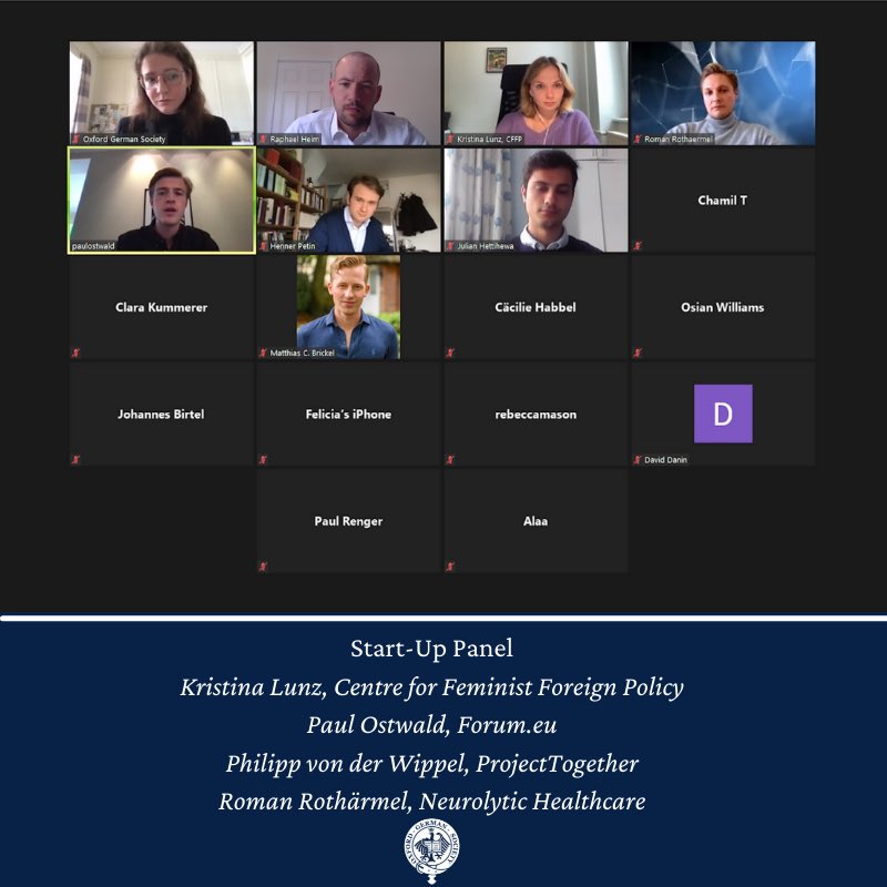 On the 12th May we were excited to host a panel discussing the rewards and challenges of founding a start-up. We are incredibly thankful to the Oxford alumni Kristina Lunz, Paul Ostwald, and Roman Rothaermel for engaging in such wonderful discussions.