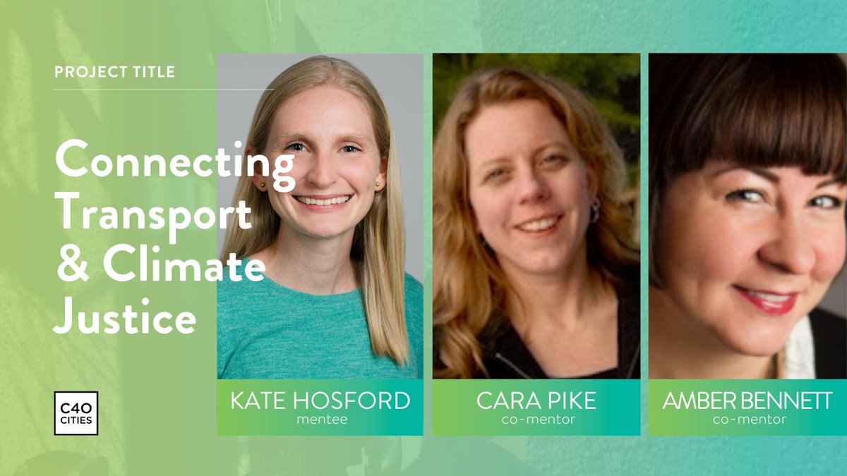 Kate is a PhD whose research focuses on the intersections of transportation, health &amp; equity. Her #Women4Climate project will help residents connect the dots between transportation and climate justice. @kahosford is mentored by Cara Pike and Amber Bennett. ow.ly/4s6X50EFKrL