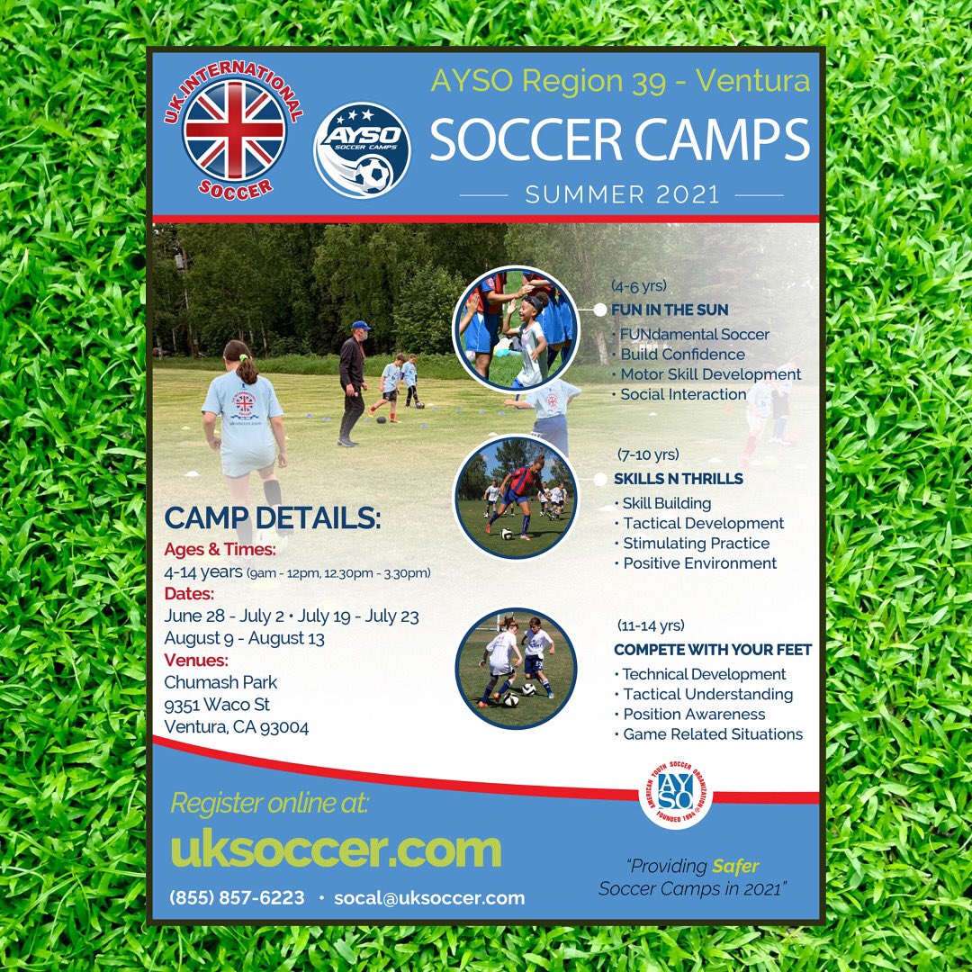 AYSO_Region_39's tweet photo. UK Soccer Summer Camps.   https://t.co/q5SCDSYLRy. @AYSO_Region_39  @AYSO_Soccer  @UKInternational  @UKSoccerLA https://t.co/KVIn7lKPij