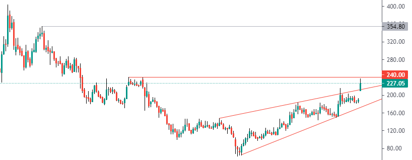 AlphaPrimeInv's tweet photo. #QuickhealTech CMP 227
Sharing weekly chart of Quick Heal, Rising wedge breakout, Small resistance at 240, above which 350 levels possible. Keep it on Radar! Fundamentally, good results as well. R&D Expenses have gone up!
@Rishikesh_ADX https://t.co/dJotvSJrXN