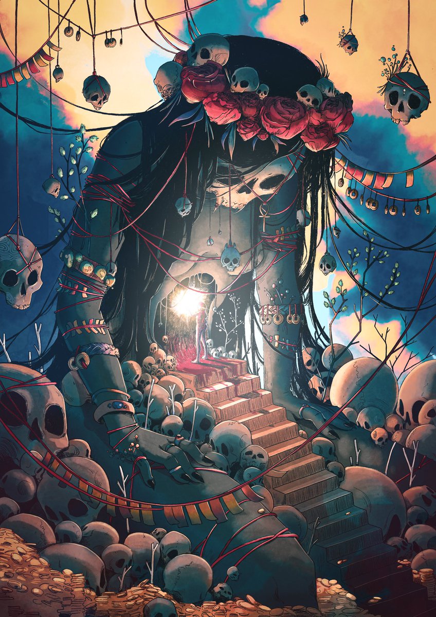 marasurleau's tweet photo. Je peux enfin dévoiler mon Illu de l'#ATTA 2021 sur le thème mort.

J'avais prévenu que je savais pas faire sobre en colo. 💀🌹 https://t.co/oGYz1XoUxL