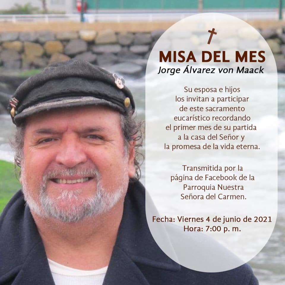 ✨ La familia Alvarez Gutierrez los invitan a participar de la misa virtual en recuerdo de la vida, obra y legado del amado, respetado y recordado Jorge Álvarez von Maack. 🙏 Se transmitirá a través del Facebook de la Parroquia Nuestra Señora del Carmen. facebook.com/parroquianuest…