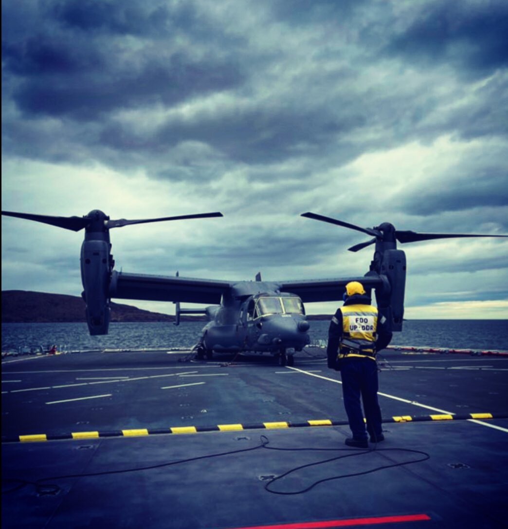 ‘Looking Steely’ - To avoid confusion but being slightly biased we mean the Flight Deck Officer from @1700NAS embarked in @RFAMountsBay not the #Osprey 😉 #Greatphoto #UKResponseGroup