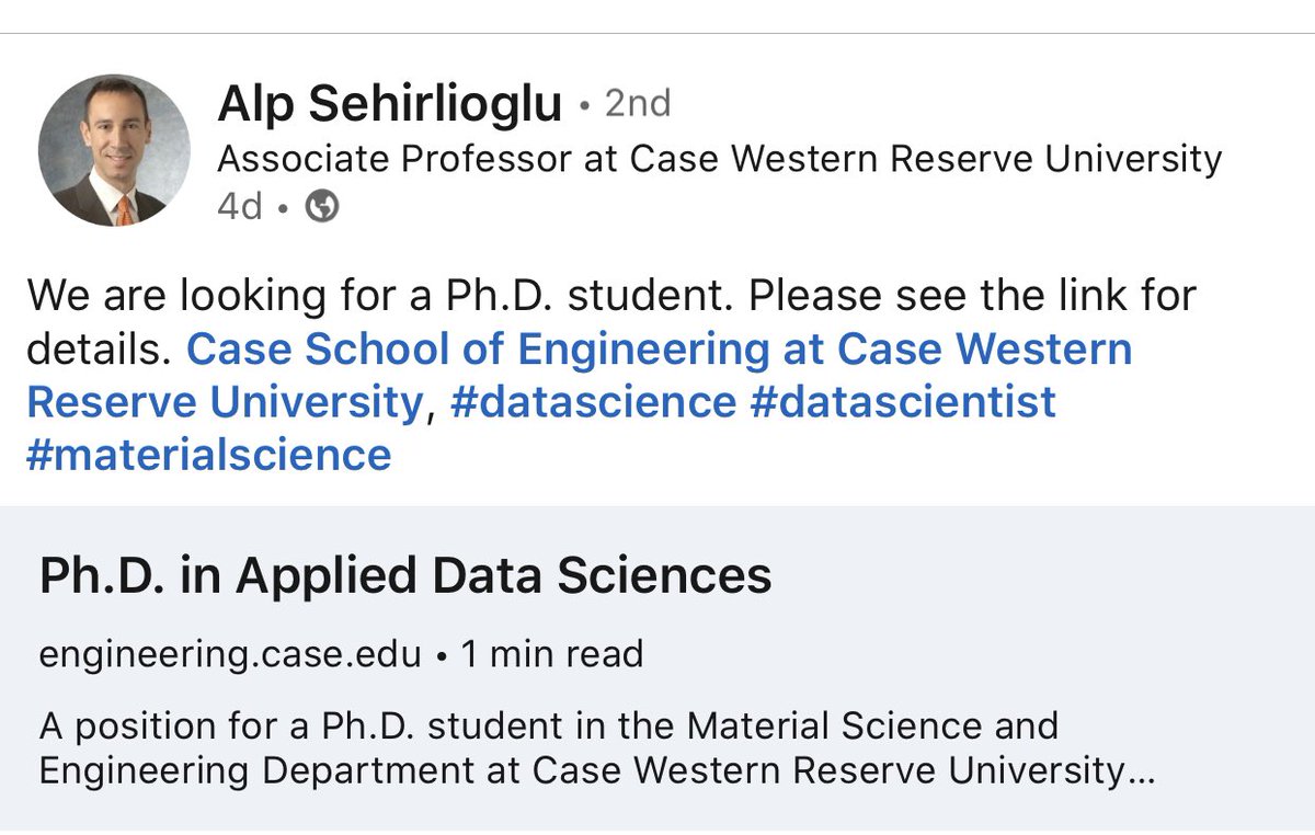 Jamaticulus's tweet photo. PhD position in Applied Data Science at Case Western Reserve University, USA https://t.co/jCRRXNhtQ3
