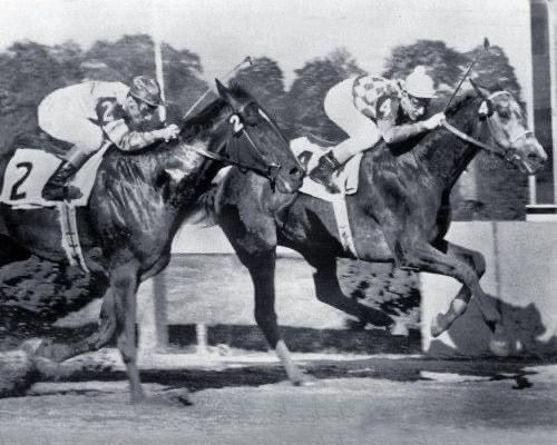 1955: In only 5/23 @PreaknessStakes of 1900’s, Native Dancer & Eric Guerin rebuff 16-1 Jamie K. & Arcaro. 3 wks earlier, Dancer suffered lone defeat of @nmrhof career, the troubled Derby 2nd to Dark Star. Son of Polynesian Won Withers in between for Alf Vanderbilt & Bill Winfrey. https://t.co/OJ9ycZgNun