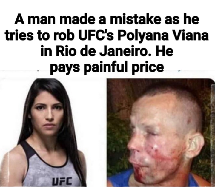 explosivetkd's tweet image. ManTries To Rob The Wrong Girl.

On Saturday night in 2019 at around 8 p.m. local time, a man tried to steal UFC strawweight Polyana Viana’s phone. Not only did he leave empty-handed, but he also got some painful reminders of his mistake in the process.