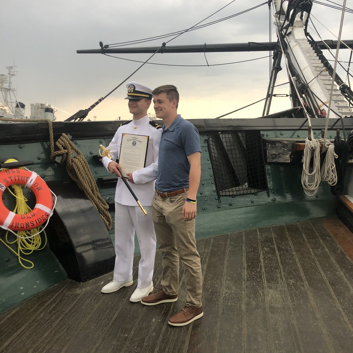 BCHighlacrosse's tweet photo. Congratulations to Ensign Colin Carroll, USN ‘17 who was commissioned an officer in the United States Navy and was selected for active duty as a student naval aviator. His commissioning took place onboard the USS Constitution, the same weekend he graduated from Tufts University. https://t.co/h8BDJOWZvy