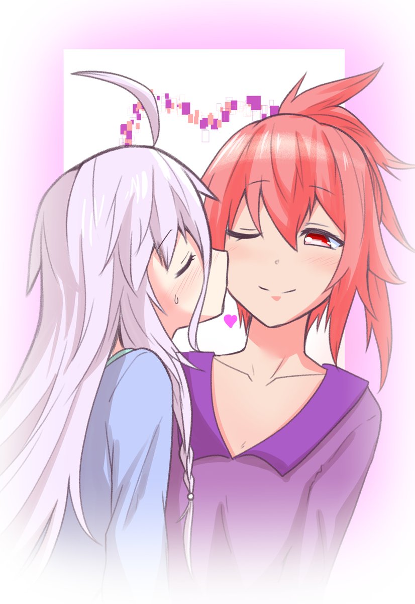 「#キスの日 らしいので「10秒だけ目を瞑っておいてほしい」とイアさんに頼まれたけ」|たちのイラスト
