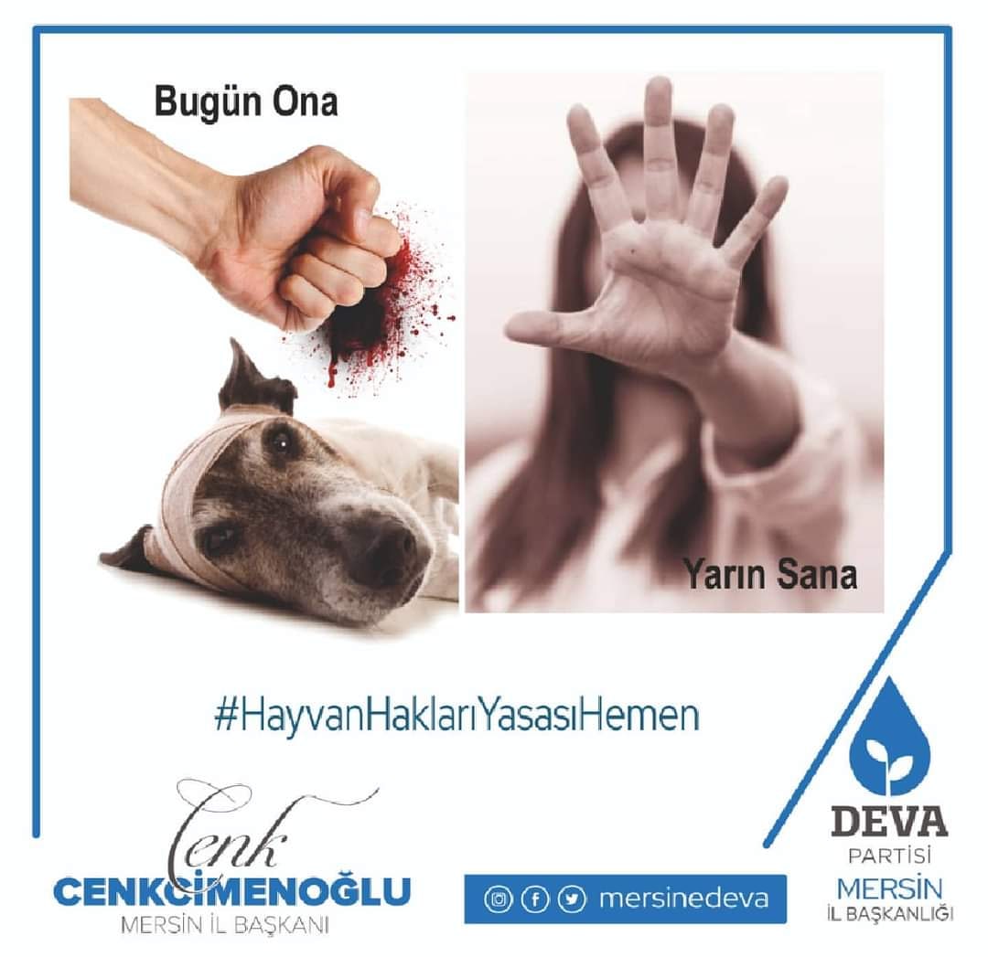 Hayvanlara karşı işlenen suçları önlemek,onları şiddet ve işkenceden korumak amacıyla #hayvanhaklarıyasasıhemen Meclis’ten çıkarılmalıdır.

#TürkiyeninDEVAsı💧🌱 #MersininDEVAsı #ŞimdideYapar 
<a href="/devapartisi/">DEVA Partisi</a> <a href="/alibabacan/">Ali Babacan</a> <a href="/alibabaoglan/">Ali Rıza Babaoğlan</a> @cenkcenkcimenoglu <a href="/FatihDere3333/">Fatih Dere</a>