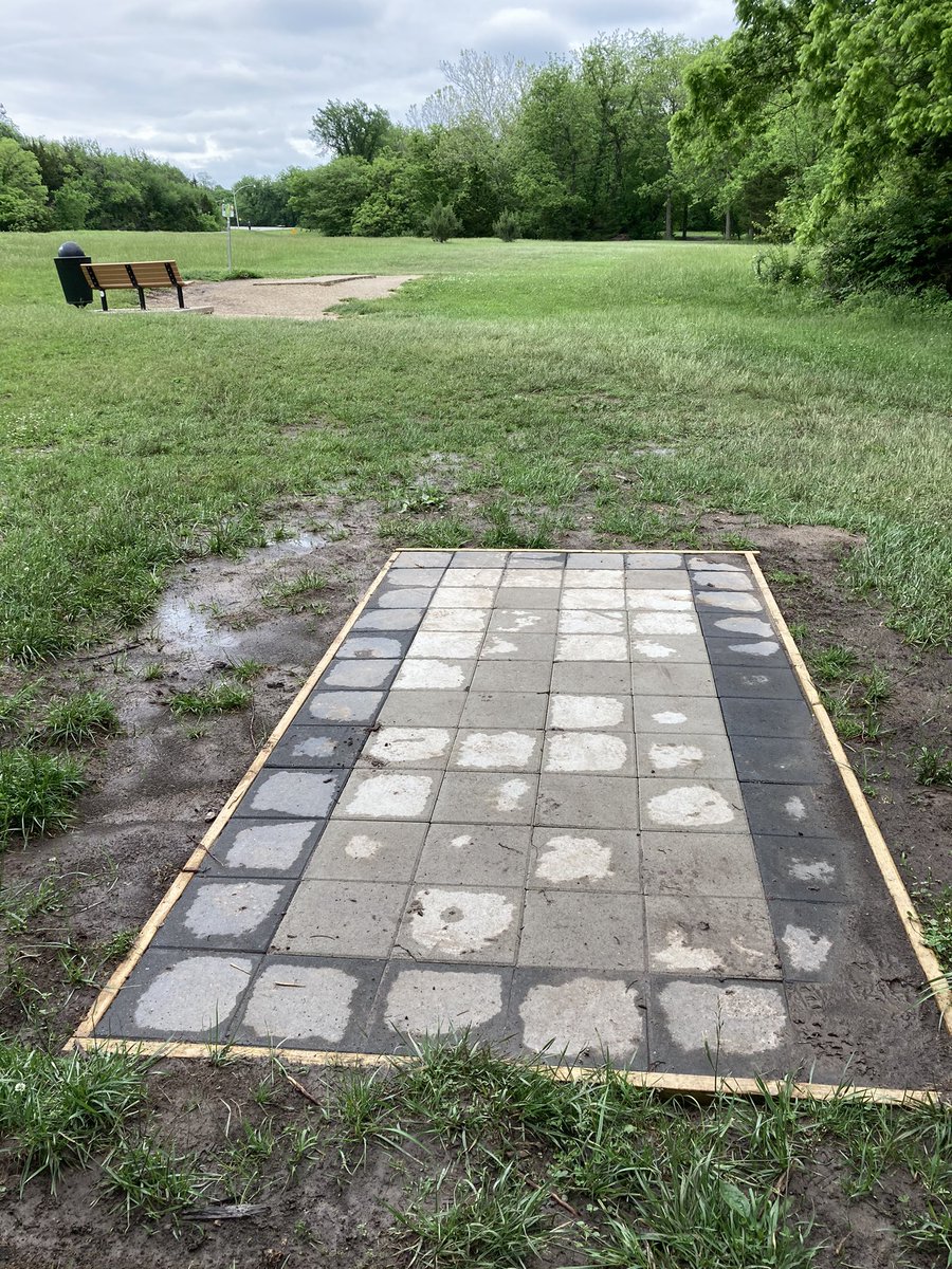 MrPoleJangles's tweet photo. Got to play Shawnee Mission DGC yesterday and noticed a new tee pad on hole 1. Anyone know if other holes are getting new pads? #discgolf #teepad #lenexa #kansas https://t.co/eRvVhuoGcx