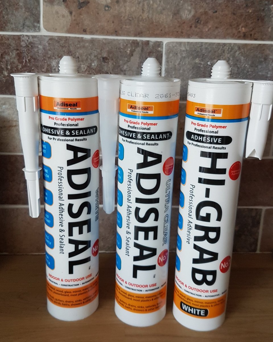 HawkstownHeatin's tweet photo. Adiseal professional adhesives in stock for when you need them. Hi-Grab, White &amp; Clear for use indoors, outdoors and underwater. Full information video available online - this is really good quality adhesive and really reasonably priced. Give us a call on 01323 840 500 https://t.co/XM7uY996GZ
