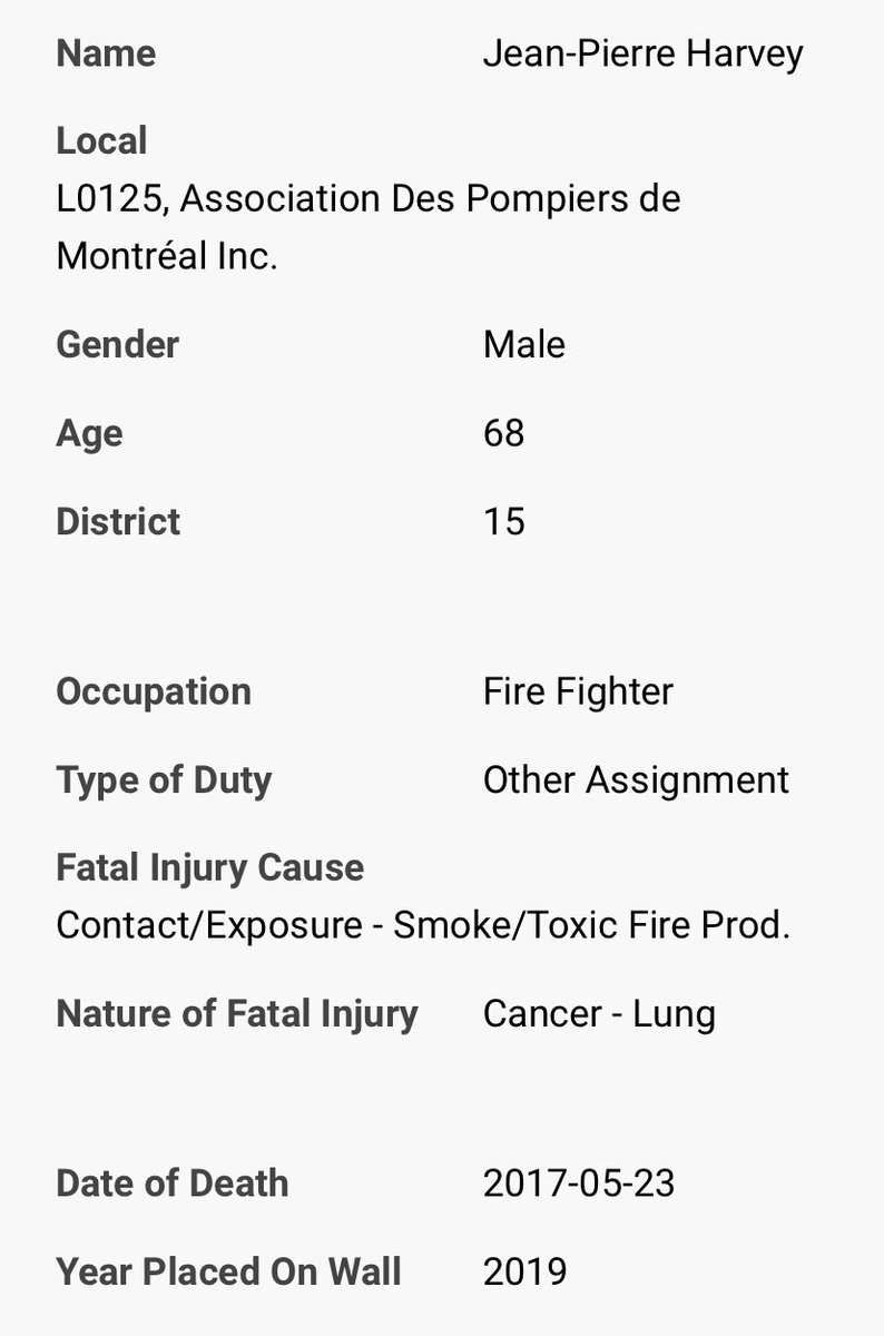 GennaMcMillan's tweet photo. Everyday @NeilMcMillan162 &amp; I reflect on &amp; hope to bring awareness to FF LODD’s by dedicating our workouts to FF’s who have paid the ultimate sacrifice. Today we honour Brother Jean-Pierre Harvey. (May 23 2017) #occupationalillness #notforgotten #honourthem #ffpride https://t.co/7sTqcEUK7q