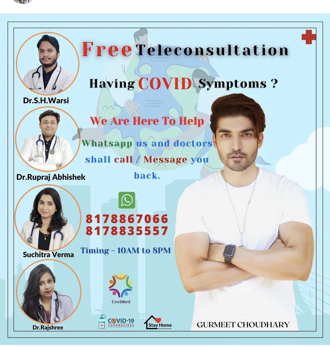 gurruchoudhary's tweet photo. Humbled 🙏🙏 !! Kudos to our team of doctors!! Free consultation on COVID !! #covimed  10am to 8pm ✅

#COVIDEmergency #COVID19India #COVID19 https://t.co/pr1VePHvGo