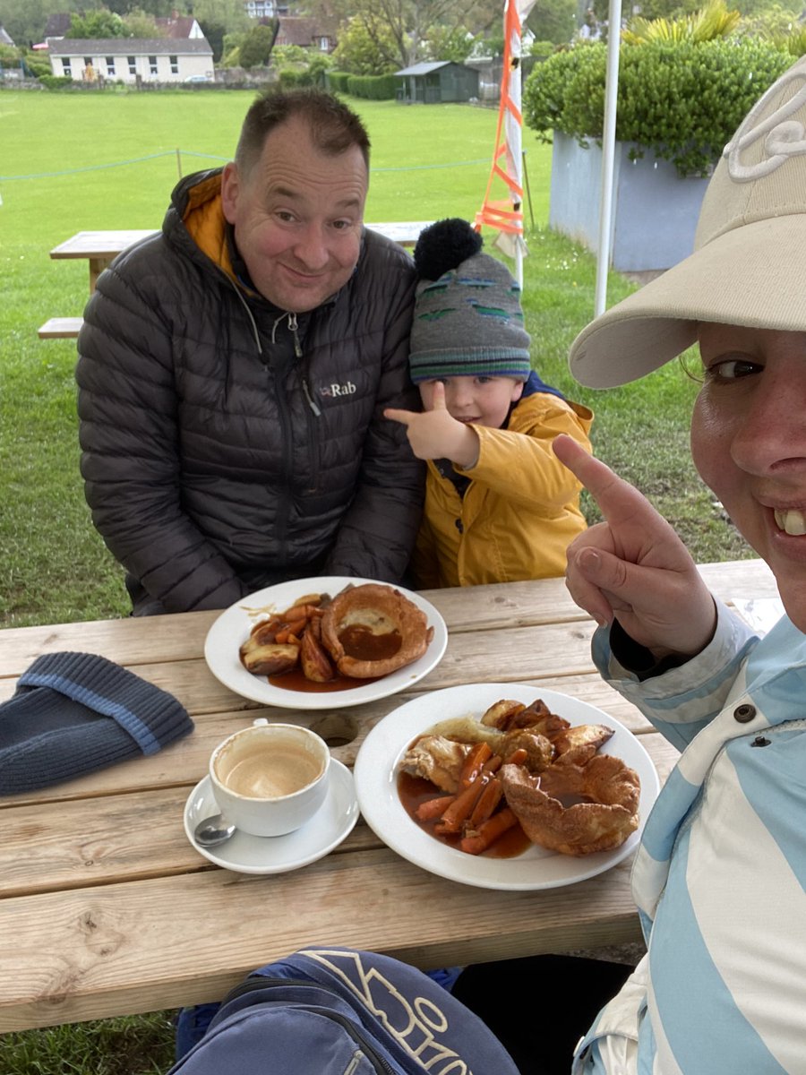 Dragged him into a 10 mile cycle with the promise of a roast dinner. We dined under cover in some very wet weather but <a href="/AnchorTintern/">The Anchor Tintern</a> did the trick. Well organised and delicious. 3 happy customers ❤️
