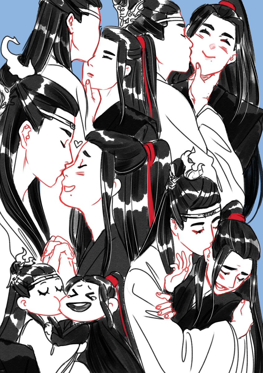 Ahh who am I kidding i don't want to draw tonight and I don't want to choose between wangxian and wenzhou(+yby) so have both!!😚😚 #キスの日 