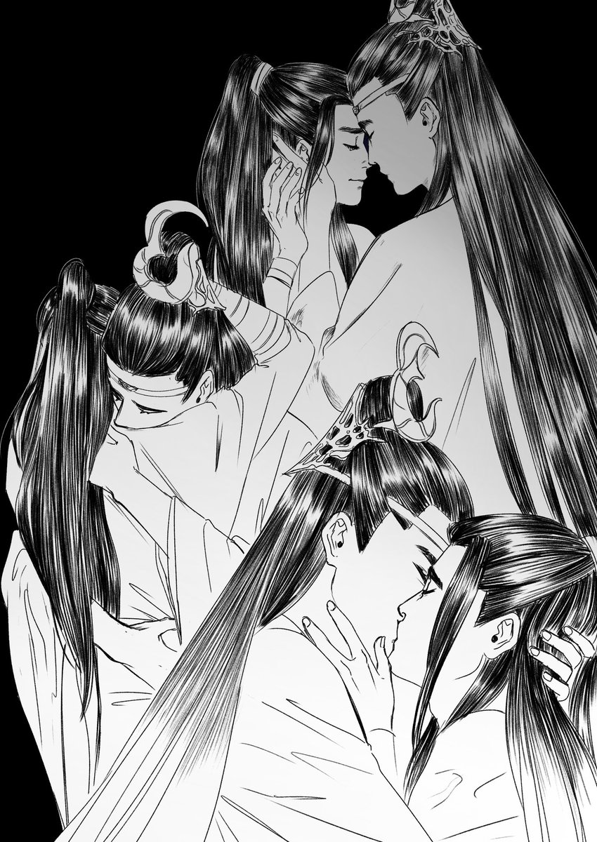 Ahh who am I kidding i don't want to draw tonight and I don't want to choose between wangxian and wenzhou(+yby) so have both!!😚😚 #キスの日 