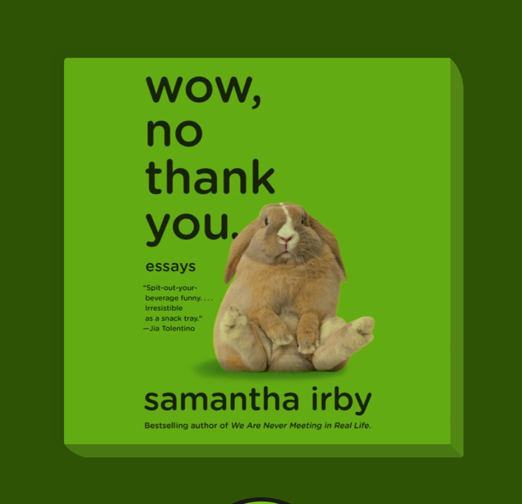 whereismydosa's tweet photo. Wow, no thank you by Samantha Irby. 
The book has some truly laugh out loud moments- I actually did laugh out aloud in the middle of the road, many many times. Super damn funny and surprisingly relatable, loved it! #bookreview #samanthairby #funnyessays #bipocwomenauthors 
#books https://t.co/QsdnfR4j79