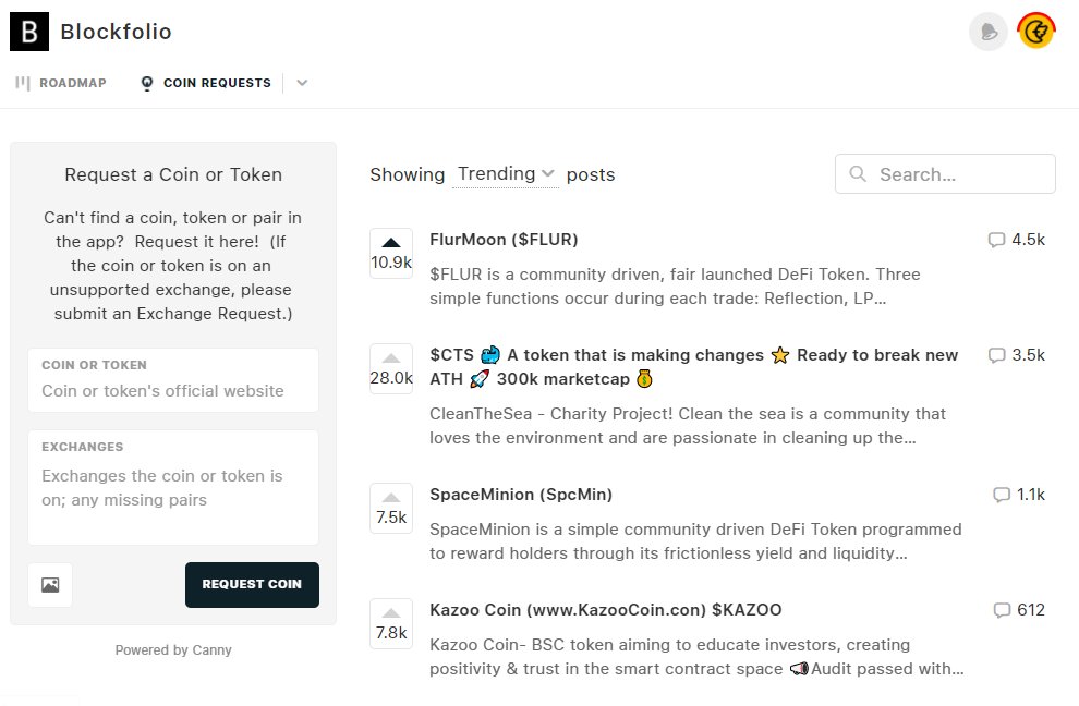 FlurMoon ($FLUR) trending No. 1 di Blockfolio 🔥  

Meskipun udah no. 1 tapi tetep vote yaaa!! Vote terus biar posisi $FLUR tetap bertahan 🥳

blockfolio.canny.io/coin-requests/…