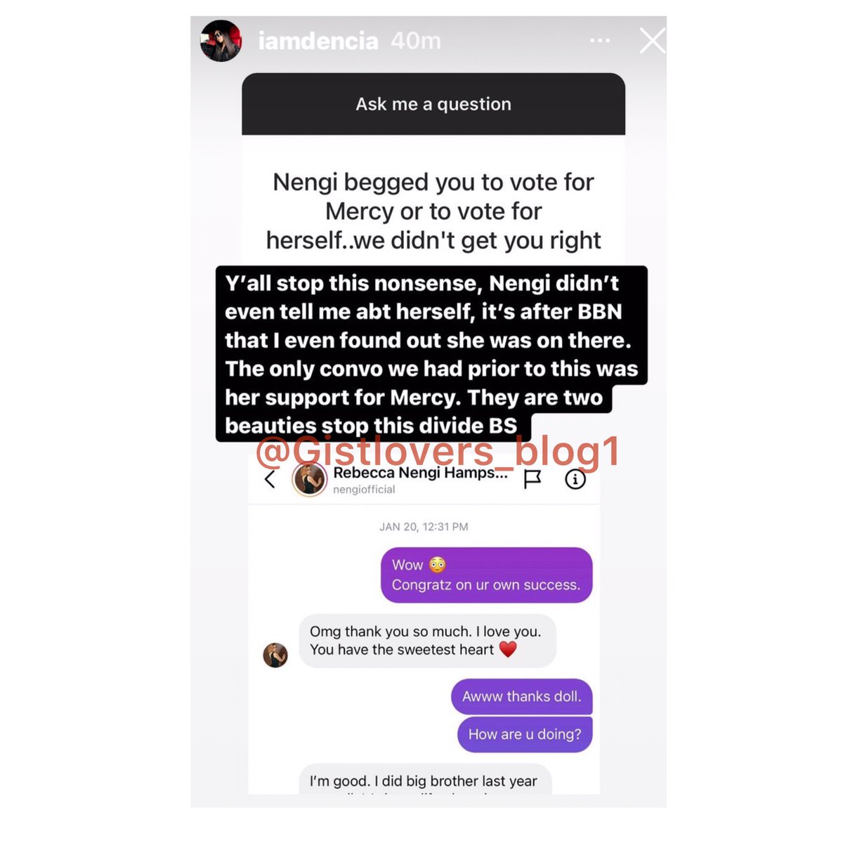 Gistloversblog1's tweet photo. Cameroonian singer, Dencia, provides an insight into BBN’s Nengi and Mercy Eke’s friendship https://t.co/aiD8wFzf0P
