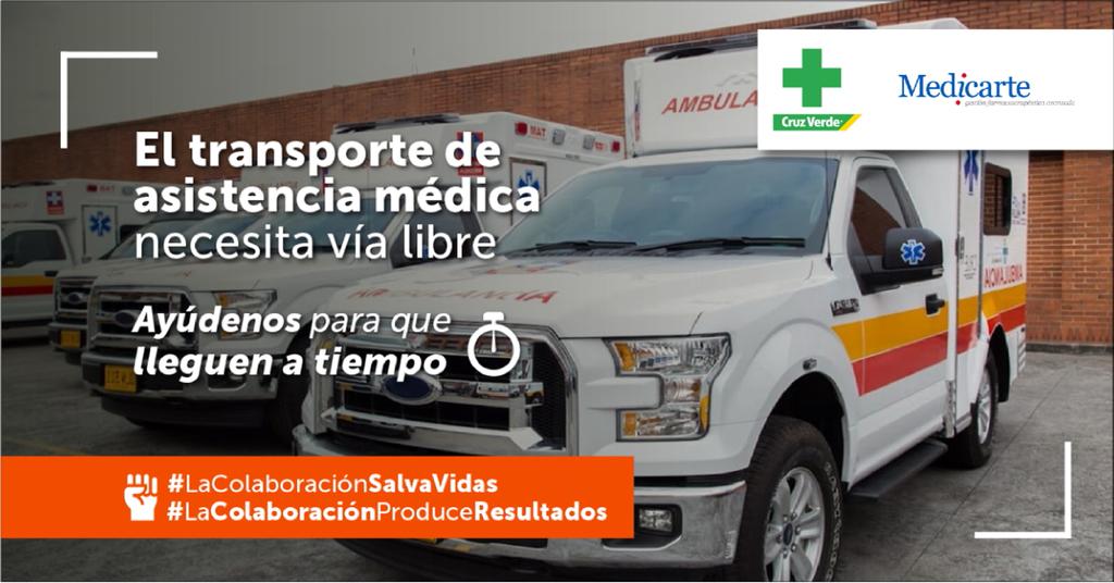 En Cruz Verde Colombia somos consientes de la importancia de dar paso a las ambulancias y al transporte de salud en general

#LaColaboraciónSalvaVidas
#LaColaboraciónProduceResultados