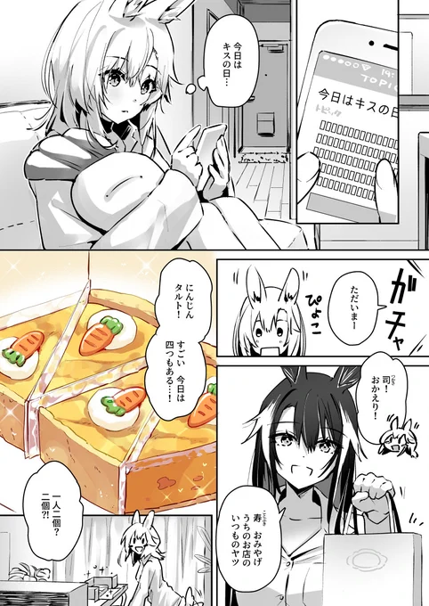 両片思い中の社会人🐴さんと居候🐰さんの #キスの日 