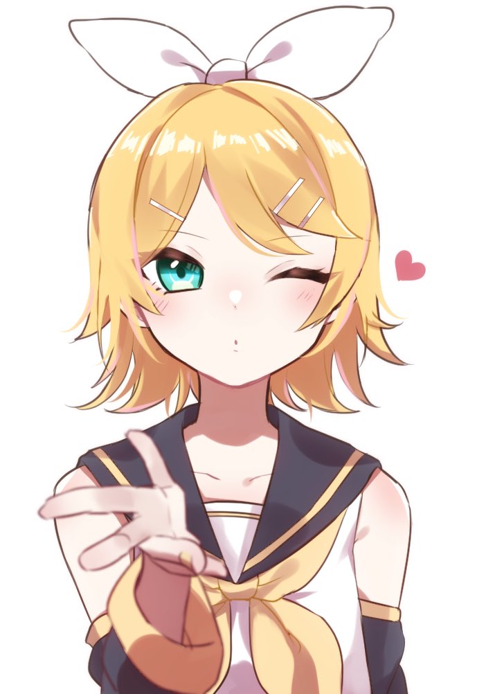 鏡音リン 「キスの日💛(遅刻) 」|空豆ぴくとのイラスト