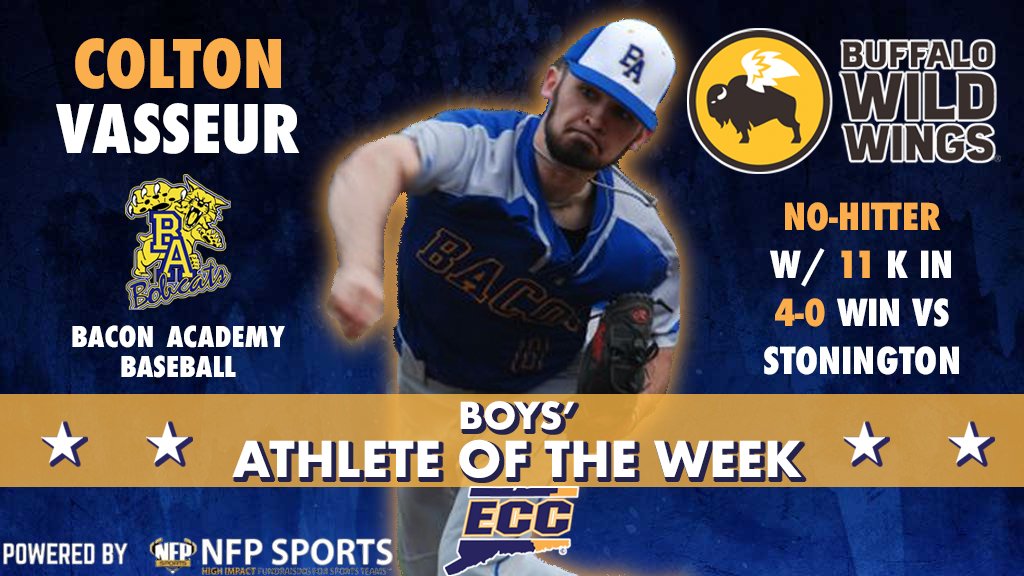GoECCAthletics's tweet photo. Congrats to this week’s @GoECCAthletics Athlete of the Week winners. Hannah Irons @jan_voland Softball & Colton Vasseur @BaconAthletics Baseball. Big thanks to all the fans who voted & to our sponsor @BWWings of Waterford. @NFP_CTEast #eccaow #eccnation https://t.co/pc0souyZUw