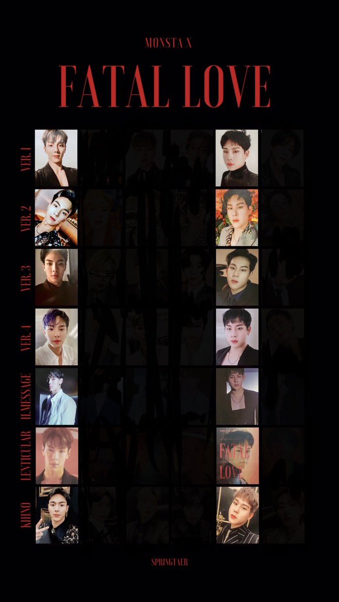 WTT

album: fatal love

have: 

- hyungwon ver 4 pc
- i.m lenticular pc
- kihyun message card
- hyungwon index card

want:

- jooheon (priority) or shownu equivalents [pc does not have to match the same version]

location: US only

<a href="/monbebeUStrade/">MONSTA X US TRADING</a>