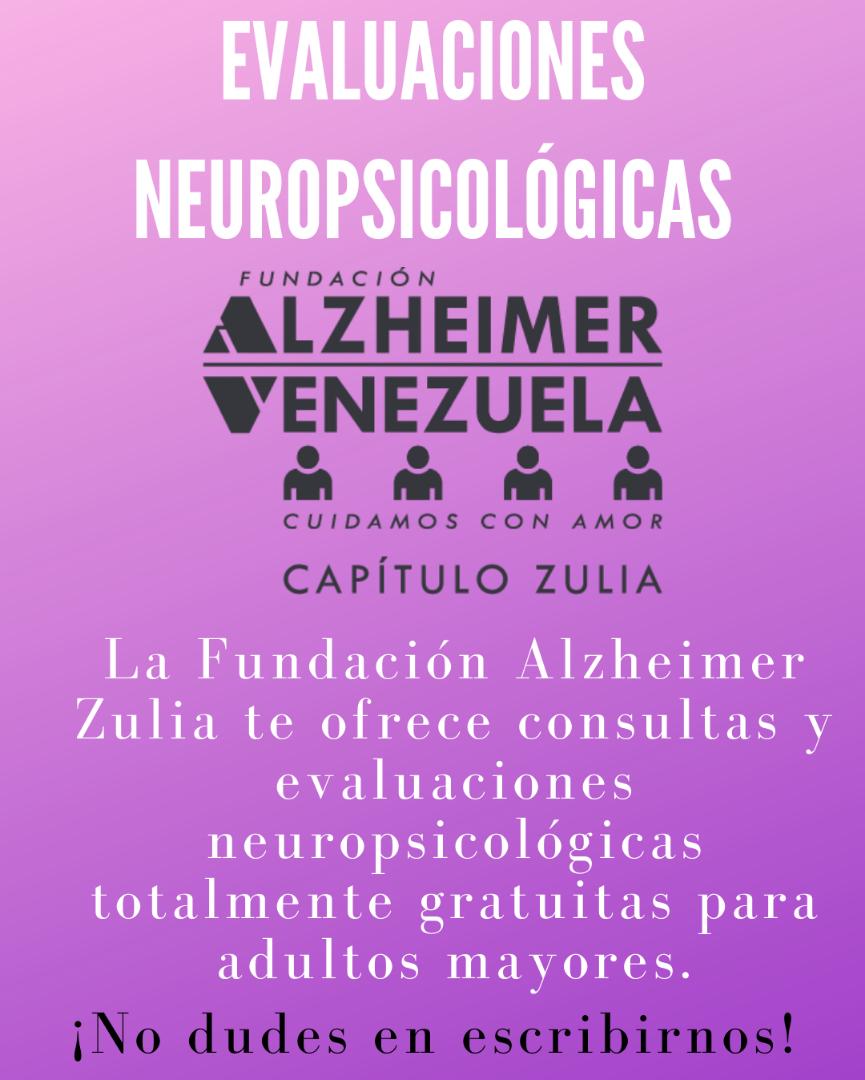 Ofrecemos a nuestros adultos mayores evaluaciones neuropsicológicas gratuitas en el Estado Zulia, para mayor información, contáctanos al correo alzheimerzulia@gmail.com o al WhatsApp 0424-6462977.