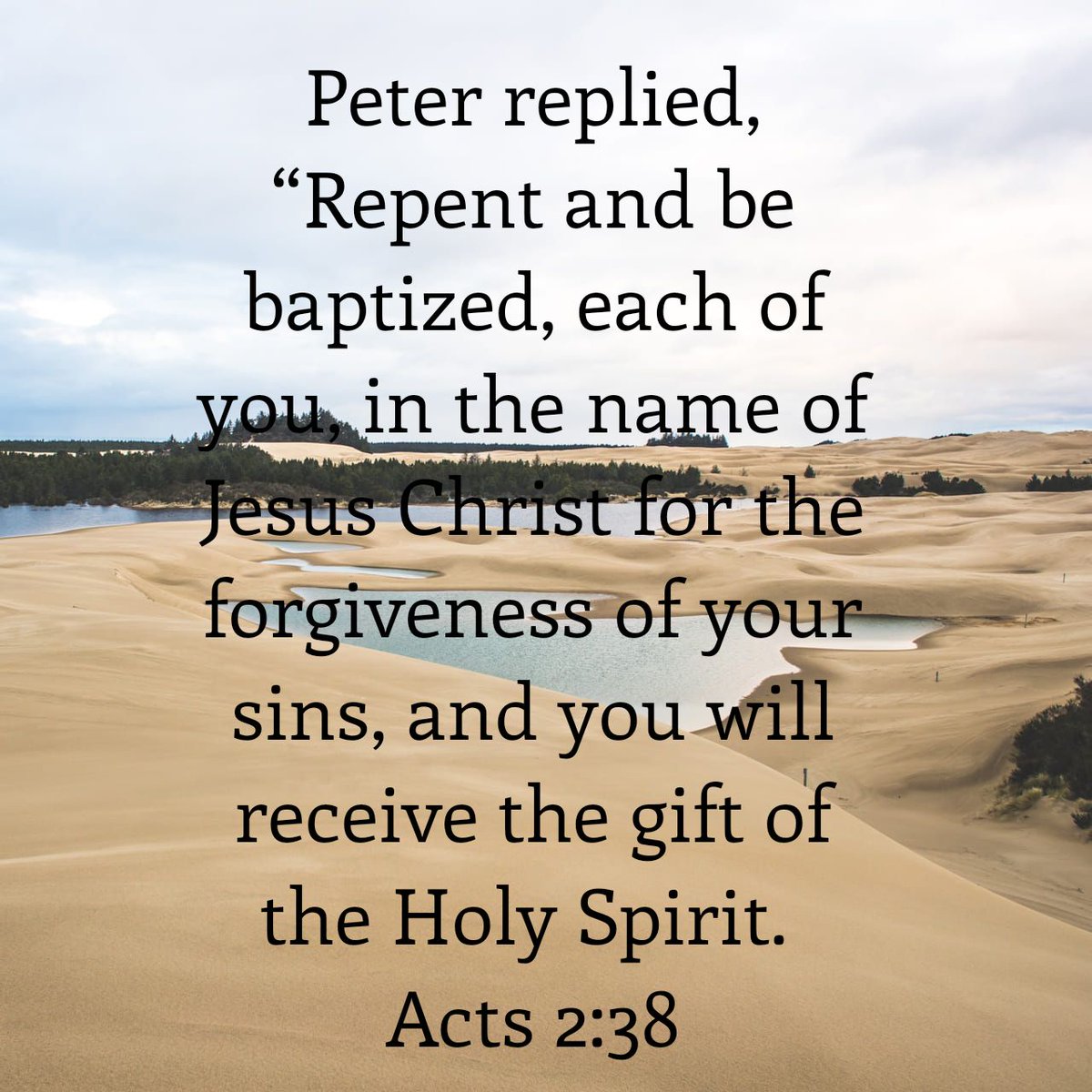 Peter replied, “Repent and be baptized, each of you, in the name of Jesus Christ for the forgiveness of your sins, and you will receive the gift of the Holy Spirit.
Acts 2:38 CSB

bible.com/bible/1713/act…