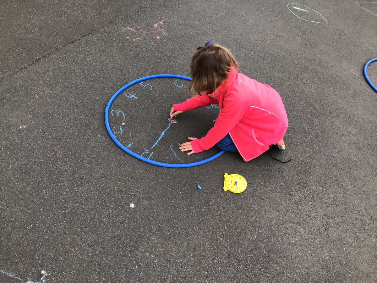 gostconstantine's tweet photo. P1b have been learning all about analogue clocks and how to tell the time. Then it was straight back outdoors to use our new learning! #Maths #OutoorLearning https://t.co/WIrijm5eOw