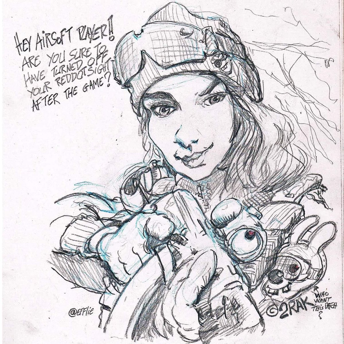 the_real_2rak's tweet photo. It's sunday,  it's the reminder for the #airsoftplayer #wip buy the final version for your communitymanagement for #airsoft #airsoftshop #airsoftworld #tactical  #reddotsight #girlswithgun #girlsandguns #drawing #dessin https://t.co/OUmJWOBsMG