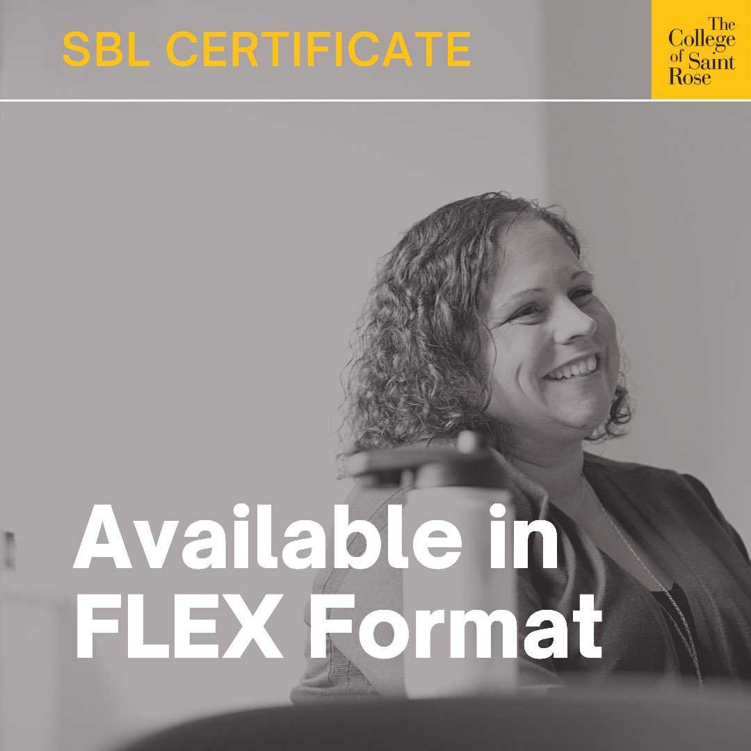 SaintRoseGrad's tweet image. Our SBL Certificate is now offered in the FLEX format. Applications for the fall semester are still being accepted!