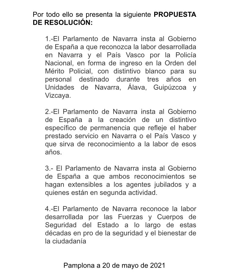 SUPnavarra's tweet photo. 📆27/05/21 @parlamentoNA 

🗳Moción para el reconocimiento de los #PoliciasNacionales que hayan desarrollado su labor en #Navarra y #PaisVasco mediante el ingreso en la Orden del Mérito Policial y la creación de un distintivo específico

#MedallayDistintivoNorte #SUP 

✔️GRACIAS https://t.co/xH5Sjwz3d8