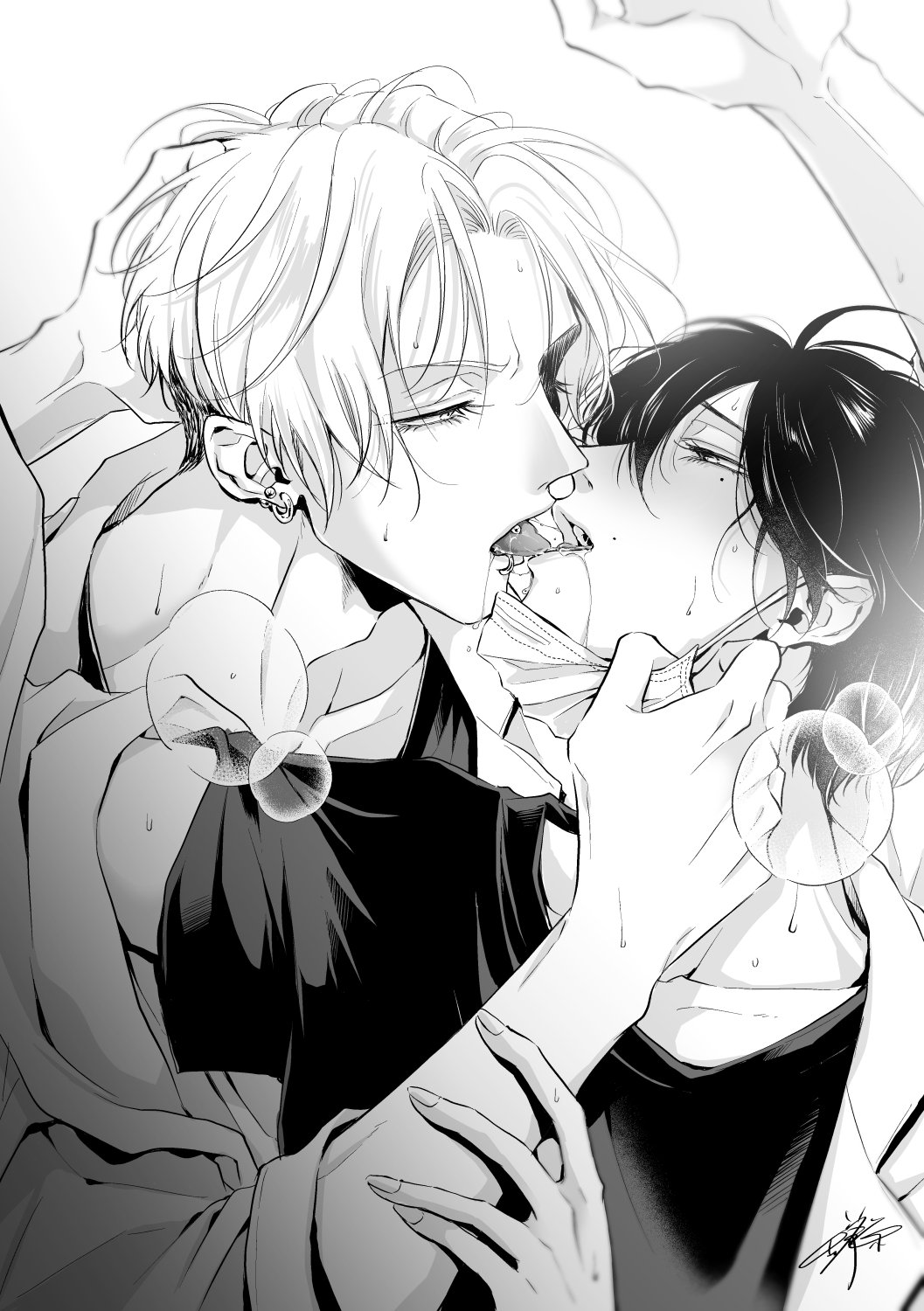 蜂巣 遅刻しましたがキスの日でしたので あまいき の二人にもキスしてもらいました 配信で描かせていただきましたー 拙い配信にお付き合いくださいましてありがとうございました コメントや 嬉しかったです T Co Onbnetsue6