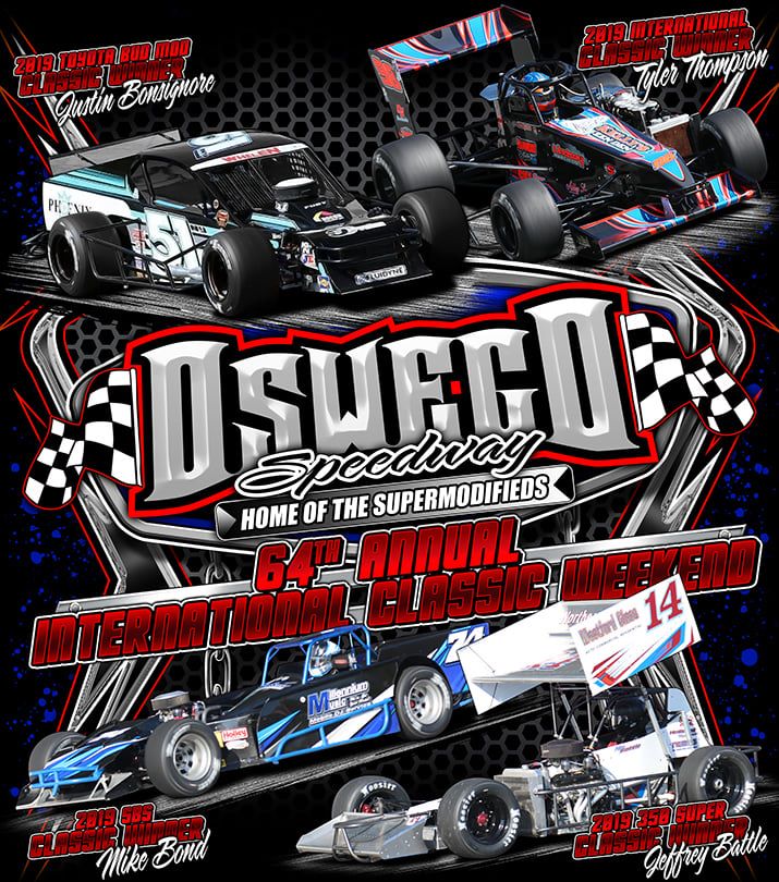 OswegoSpeedway's tweet photo. Be sure to make a trip down to the novelty stand on #BudClassicWeek! π€©π
ASI Racewear Classic t-shirts and hoodies, featuring 2019 race winners Tyler Thompson, Mike Bond, Jeffrey Battle, and Justin Bonsignore will be on sale!
#SteelPalace | #Supermodifieds https://t.co/7Nkge3b29X