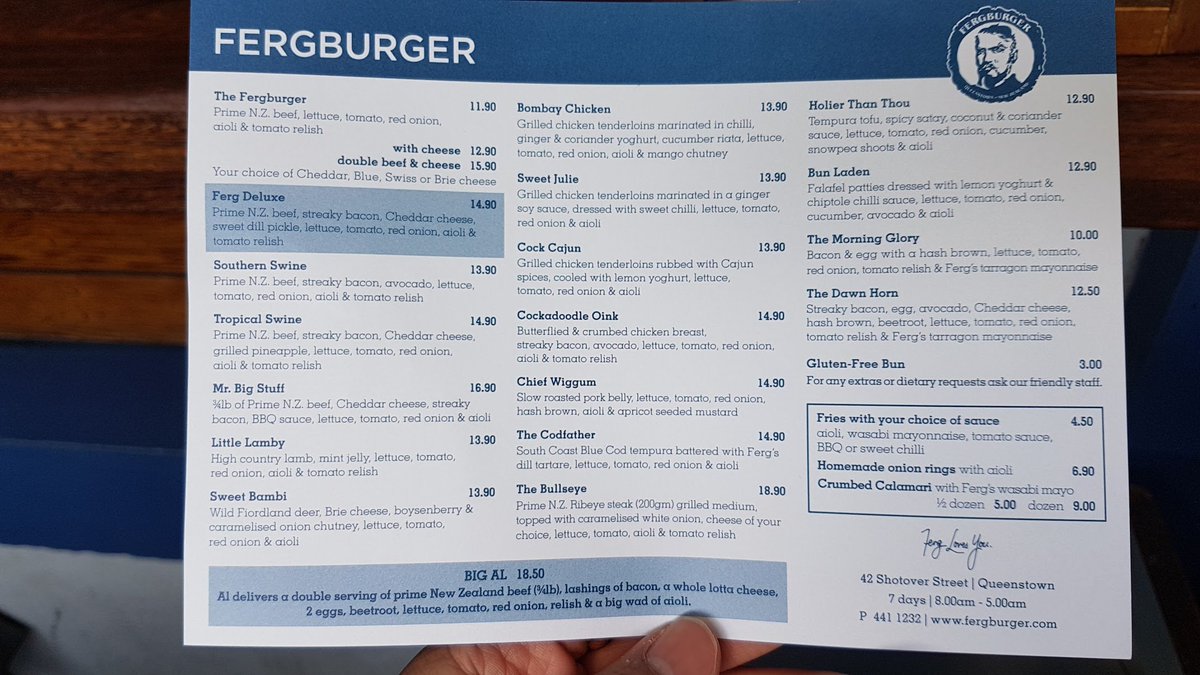 kintiew360's tweet photo. FERGBURGER ร้านเบอเกอร์ ชื่อดังใน #Queentown #NewZealand ใครมาที่นี่แล้วไม่กินเหมือนมาไม่ถึง เบอร์เกอร์ชิ้นใหญ่มาก อร่อยมาก ราคาถือว่าคุ้มค่า ราคาชิ้นละ 2ร้อยกว่าบาท ถามว่ากินหมดไหม หมดครับ เวลาไปอยู่ที่นั้น กระเพาะเราจะค่อยๆ ขยายเองครับ : )

#อร่อย #กินเที่ยว #เที่ยวทิพย์ https://t.co/0G4l0NJoQT