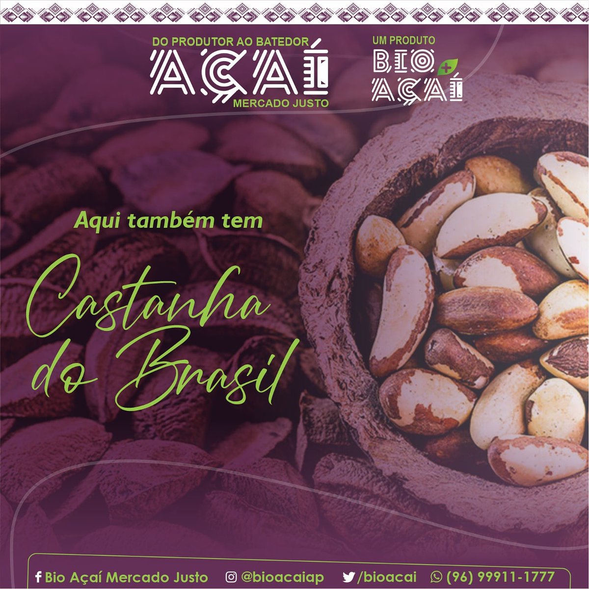 bioacai's tweet photo. A Bio + Açaí tem um compromisso em entregar além do fruto açaí e seus derivados, grãos da Castanha-do-Pará especialmente selecionados com qualidade garantindo mais sabor para as suas receitas do dia-a-dia.
Rua Adilson Pinto Pereira, N° 438 São Lázaro. https://t.co/ll0aOfAPqz
