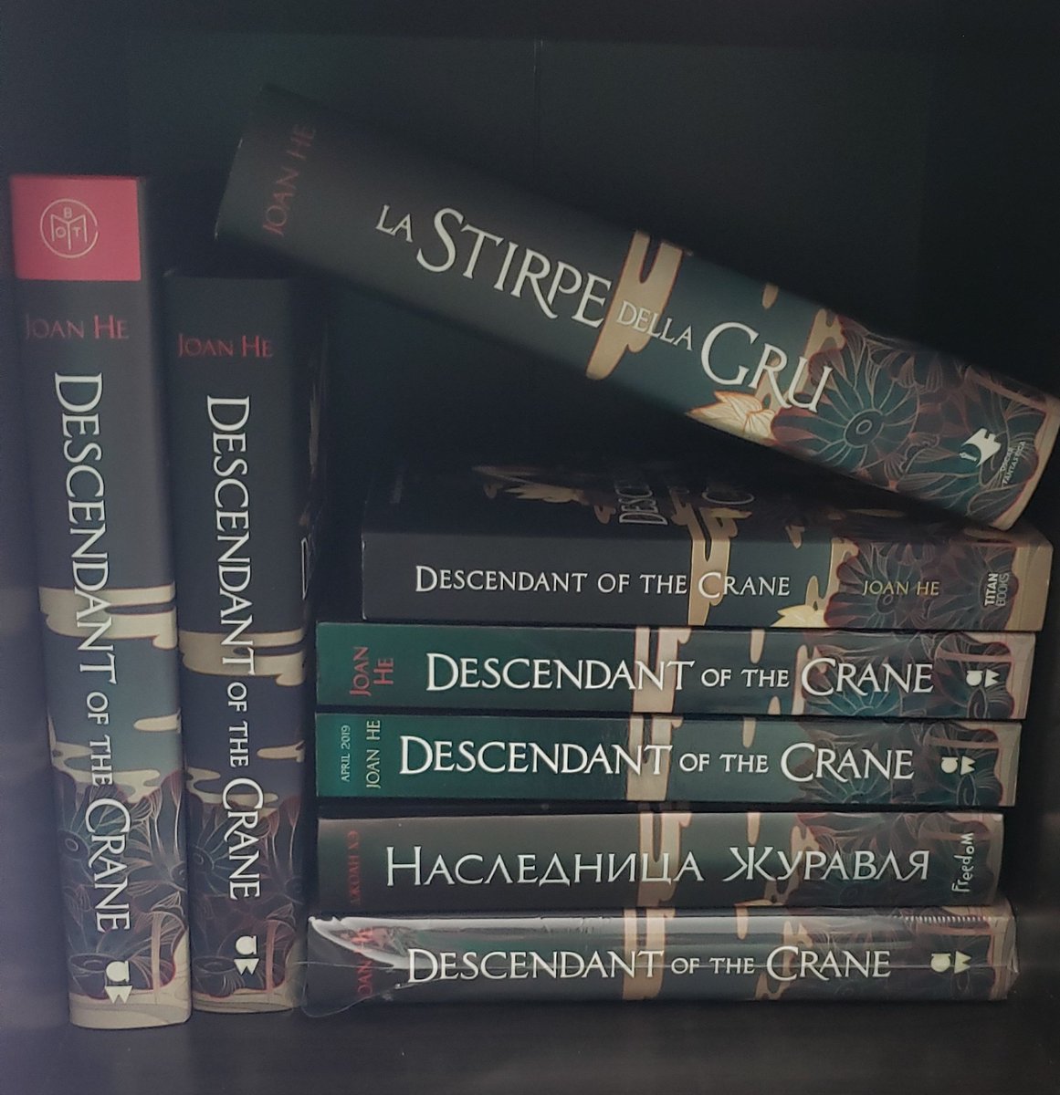 PRationality's tweet photo. A couple of my new reading corner shelves are set up! My #TOWMTF shelf is hiding the newest acquisition bc SPOILER for a surprise but look at my #DotC shelf :D 

Will add lighting likely. https://t.co/KscJ8eZzTO