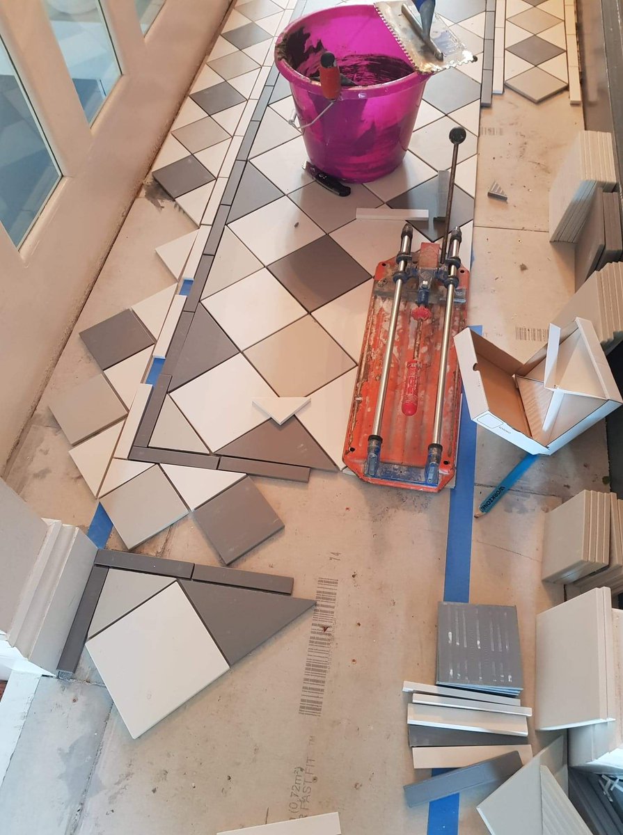 SATiling's tweet photo. Wonderful job and Lovely Customers in #leamingtonspa with #originalstyle tiles and #Mapei adhesive and grout. How it looks now, during and before. https://t.co/p357KGfu4p