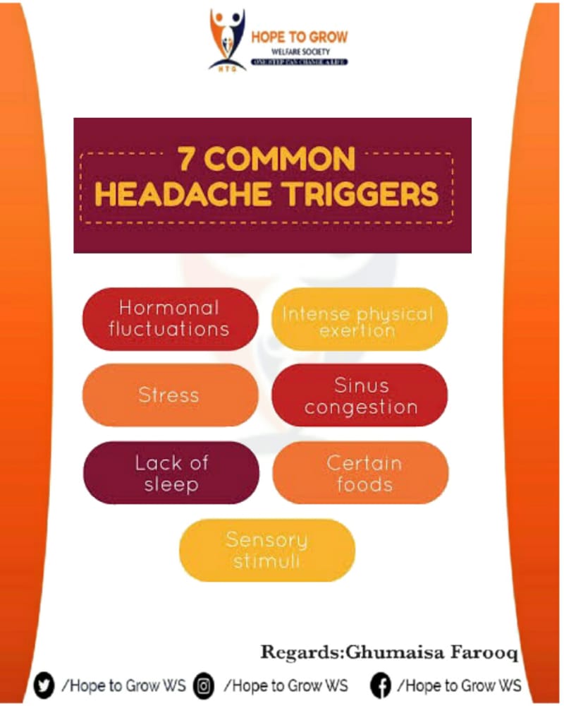 HopetogrowWS's tweet photo. Common Headache Triggers
#Hopetogrow
#HTGLahore
#htgwsLahore
#Welfare
#Society
#TrustonGod
#Faith
#Nodoubt
#HTG
Regards : Muhammad Usama khan *Hope To Grow* https://t.co/14wPLXRfA6