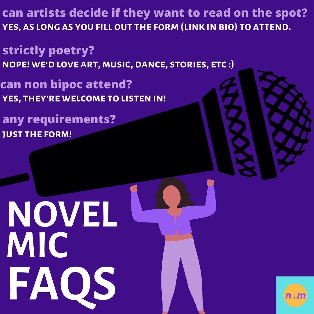 novelminority's tweet image. hey twitter, we're back...and announcing our third novelmic: on may 29th @ 9pm! pls give ur poems a home at our open mic - free and open to bipoc teens💜