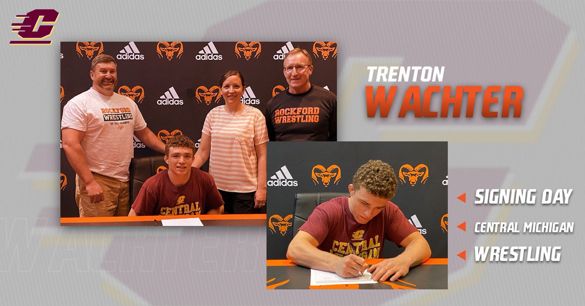 RockfordAD's tweet photo. Trenton Wachter ✍🏼 @CMUWrestling. #RamFam ➡️ #FireUpChips 🔥. Congrats to the Wachter clan! @CMUAthletics https://t.co/WkrVuVcerO