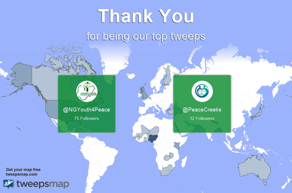 Special thanks to our top new tweeps this week <a href="/NGYouth4Peace/">#NigeriaYouth4Peace Initiative</a>, <a href="/PeaceCreeks/">Peace to the Streets and Creeks Movement</a>