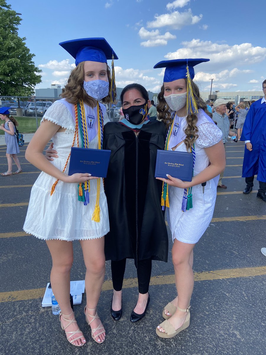 dariasickler's tweet photo. @SicklerSophia &amp; i are officially sandburg alum!! we could haven’t done it without @jltyrrell8 &amp; all of the @SandburgHS community, thanks for a great 4 and we can’t wait to come back to visit!💙💛 https://t.co/ajYEJSPWf0